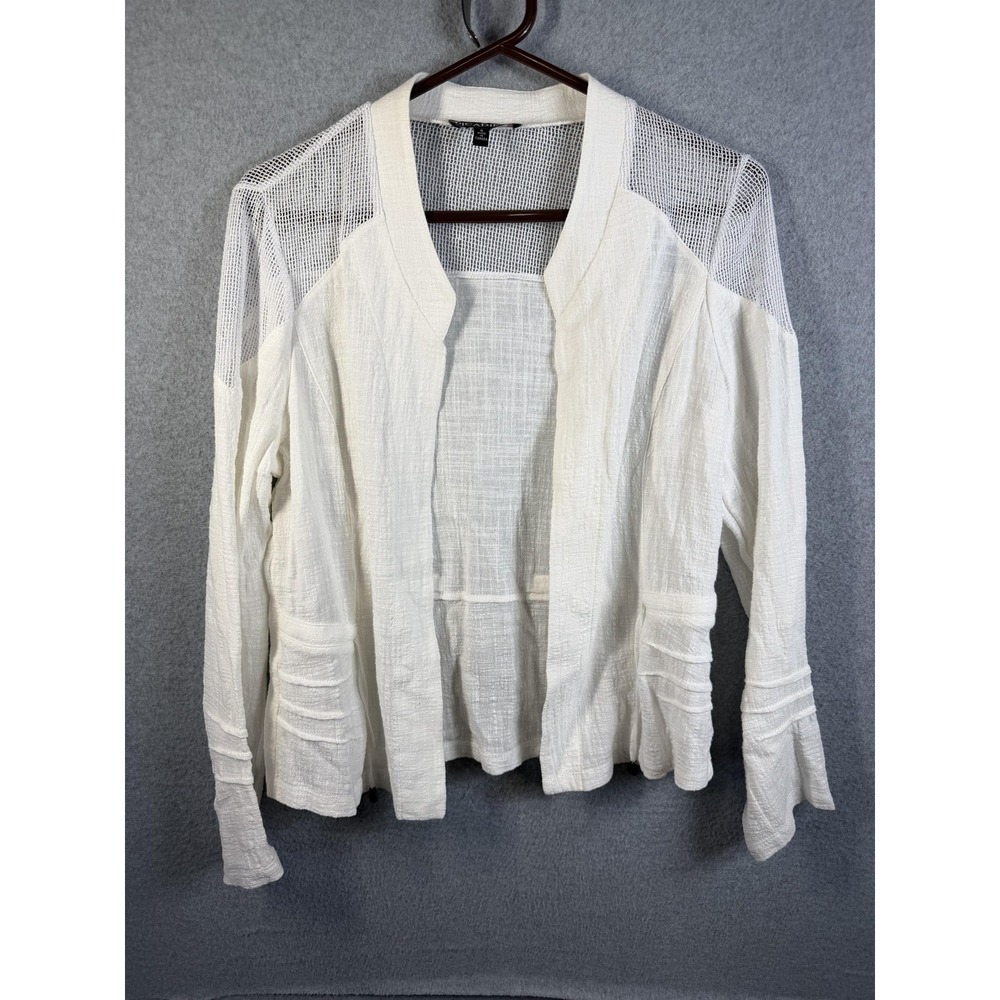 Picadilly Jacket Womens Small White Mesh Knit Open Lightweight Canada Cardigan